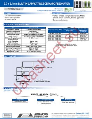 AWSCR-10.00CV-T datasheet  